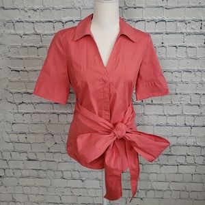 Ann Taylor Pink Button Down Blouse with Front Bow